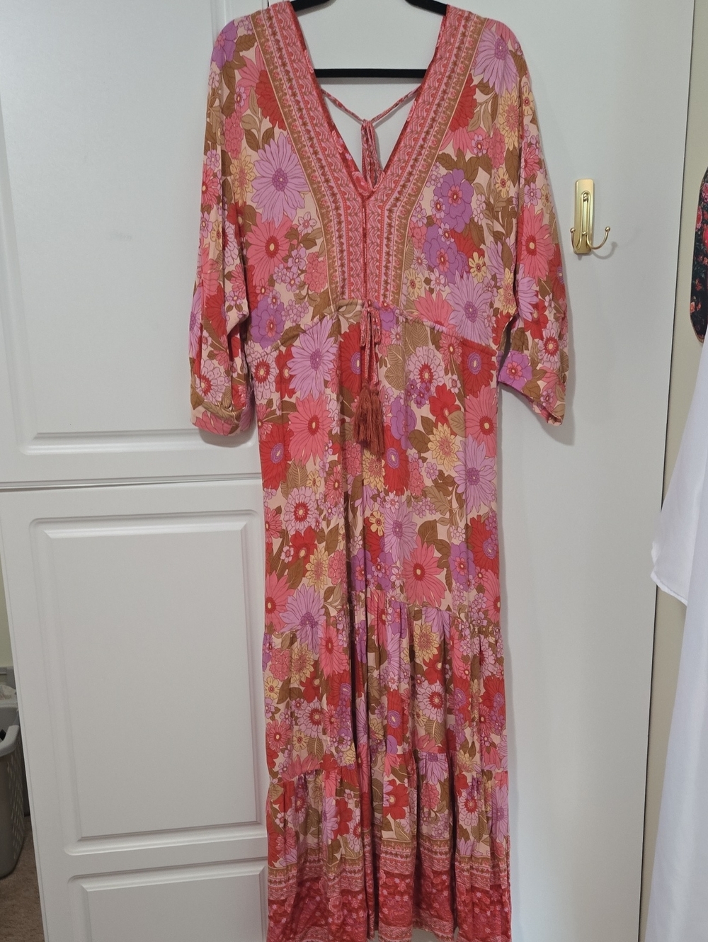 Pink Lily Bohemian Floral Maxi Dress in Pink & Red